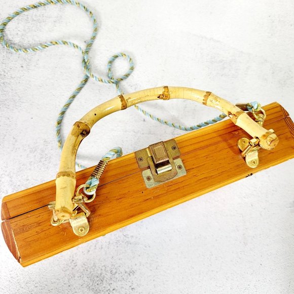 VIntage Parasol Painting Art Wooden‎ Vanity Crossbody Carry On Bag geisha 1909 - Picture 11 of 12